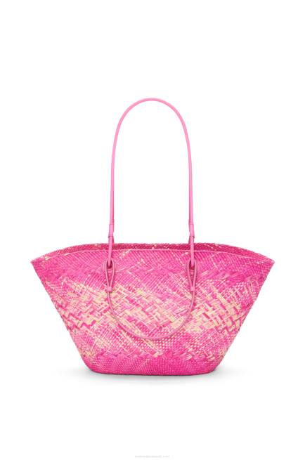 Fuchsia Anagram basket bag in iraca palm and calfskin Loewe 84PR70 Women