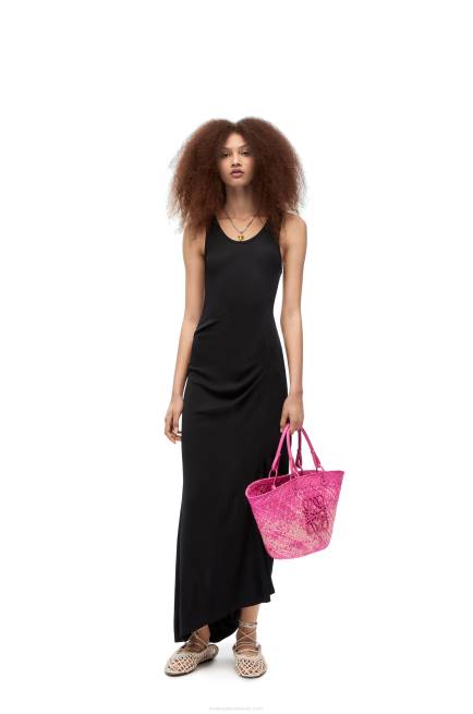 Fuchsia Anagram basket bag in iraca palm and calfskin Loewe 84PR70 Women