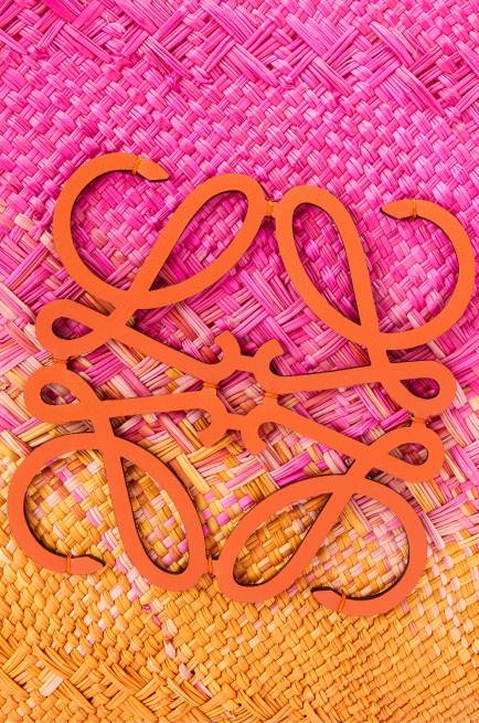 Fuchsia/Orange Large Anagram Basket bag in iraca palm and calfskin Loewe 84PR84 Women
