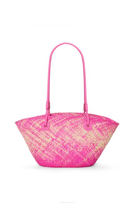 Fuchsia Small Anagram basket bag in iraca palm and calfskin Loewe 84PR56 Women