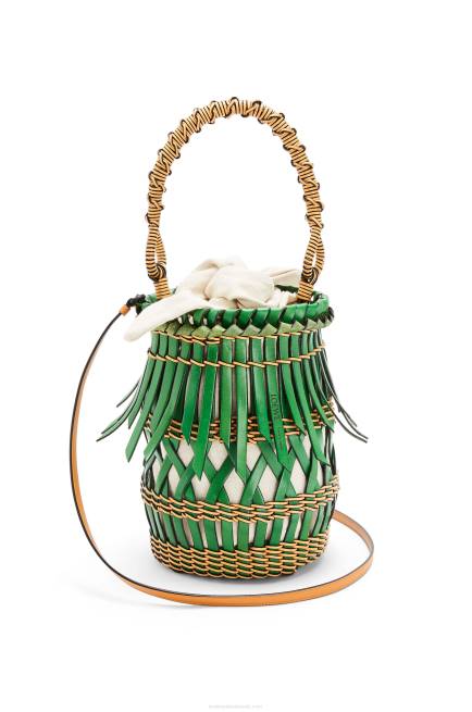 Green/Honey Fringes Bucket bag in calfskin Loewe 84PR184 Women