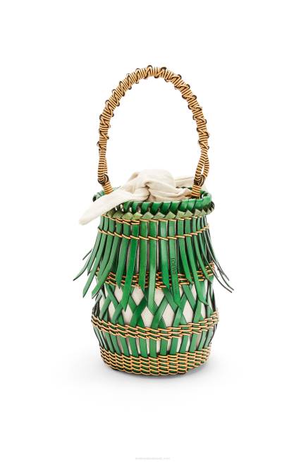 Green/Honey Fringes Bucket bag in calfskin Loewe 84PR184 Women