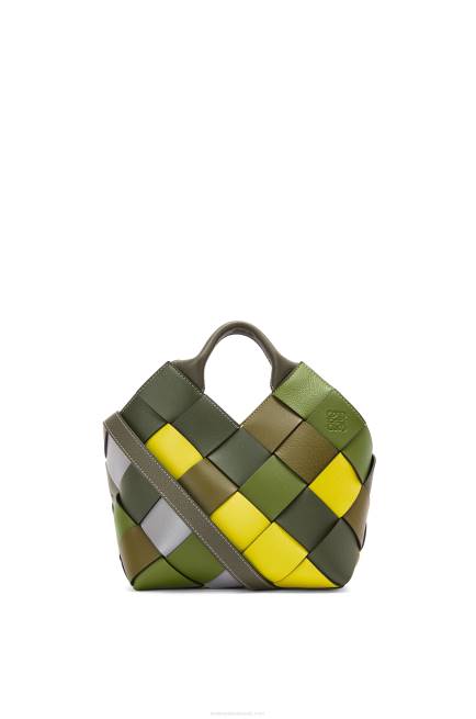 Green Small Surplus Leather Woven basket bag in classic calfskin Loewe 84PR103 Women