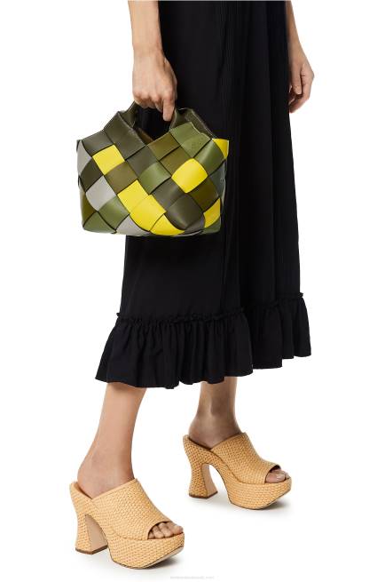 Green Small Surplus Leather Woven basket bag in classic calfskin Loewe 84PR103 Women