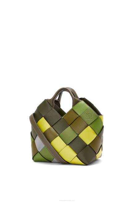 Green Small Surplus Leather Woven basket bag in classic calfskin Loewe 84PR103 Women