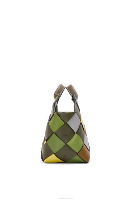 Green Small Surplus Leather Woven basket bag in classic calfskin Loewe 84PR103 Women