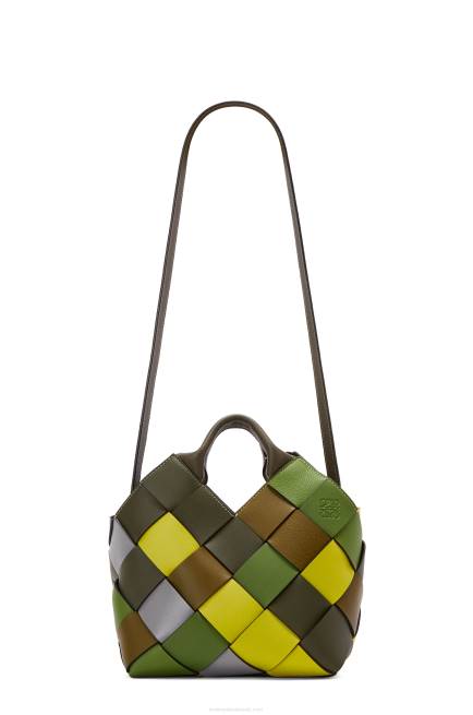 Green Small Surplus Leather Woven basket bag in classic calfskin Loewe 84PR103 Women