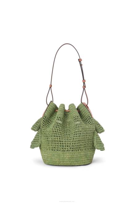 Green/Tan Balloon Ruffles bag in raffia and calfskin Loewe 84PR66 Women