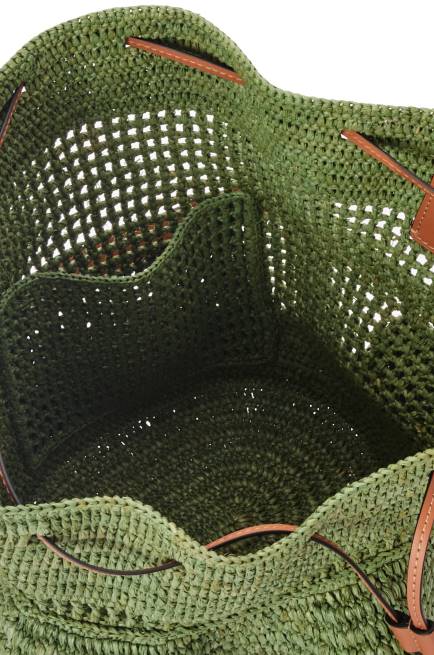 Green/Tan Balloon Ruffles bag in raffia and calfskin Loewe 84PR66 Women
