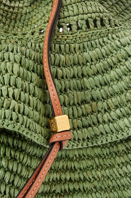 Green/Tan Balloon Ruffles bag in raffia and calfskin Loewe 84PR66 Women
