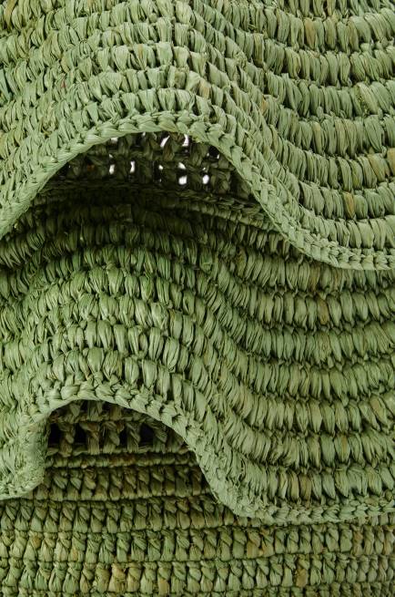 Green/Tan Balloon Ruffles bag in raffia and calfskin Loewe 84PR66 Women
