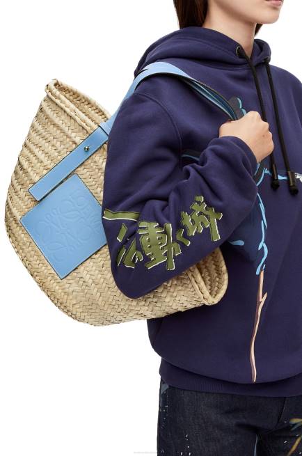 Light Blue Basket bag in palm leaf and calfskin Loewe 84PR58 Women