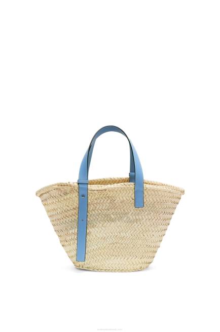 Light Blue Basket bag in palm leaf and calfskin Loewe 84PR58 Women
