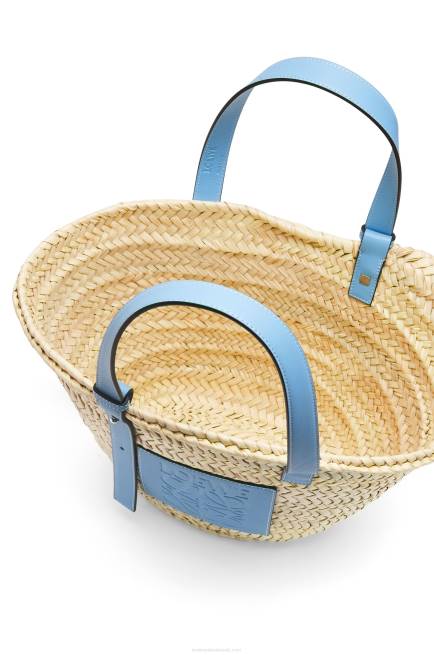 Light Blue Basket bag in palm leaf and calfskin Loewe 84PR58 Women
