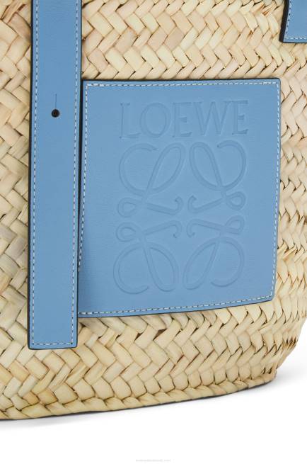 Light Blue Basket bag in palm leaf and calfskin Loewe 84PR58 Women