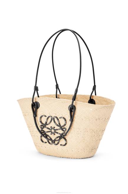 Natural/Black Anagram Basket bag in iraca palm and calfskin Loewe 84PR86 Women