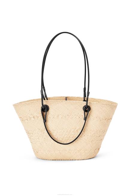 Natural/Black Anagram Basket bag in iraca palm and calfskin Loewe 84PR86 Women