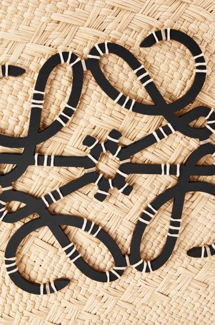 Natural/Black Anagram Basket bag in iraca palm and calfskin Loewe 84PR86 Women