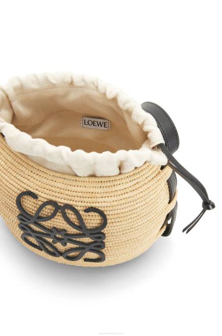 Natural/Black Beehive bag in raffia and rubber Loewe 84PR44 Women