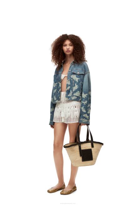 Natural/Black Inlay Basket bag in palm leaf and calfskin Loewe 84PR27 Women