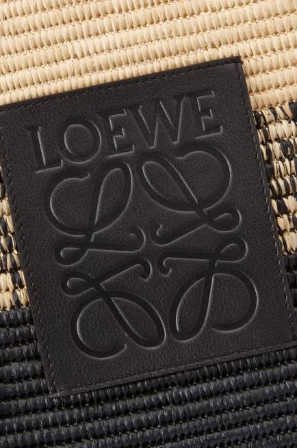 Natural/Black Square Basket bag in degrade raffia and calfskin Loewe 84PR99 Women