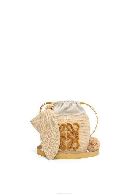 Natural Bunny Bucket in raffia and calfskin Loewe 84PR98 Women