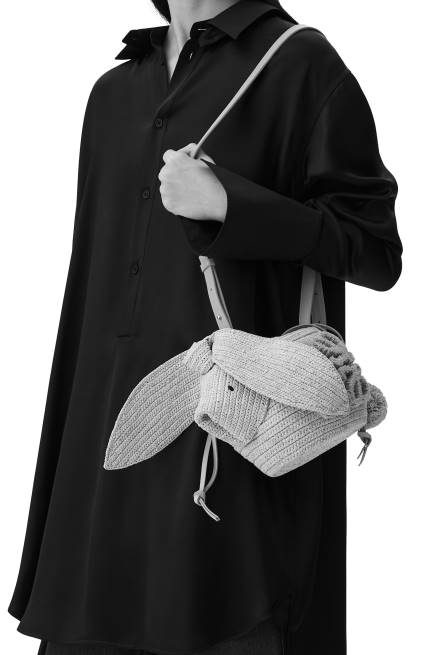 Natural Bunny Bucket in raffia and calfskin Loewe 84PR98 Women