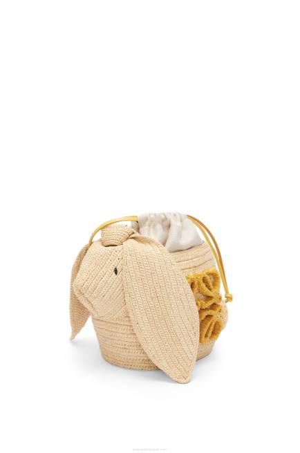 Natural Bunny Bucket in raffia and calfskin Loewe 84PR98 Women