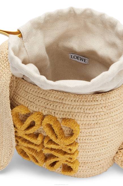 Natural Bunny Bucket in raffia and calfskin Loewe 84PR98 Women