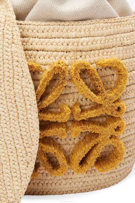 Natural Bunny Bucket in raffia and calfskin Loewe 84PR98 Women