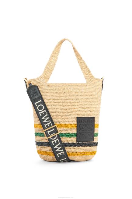 Natural/Multicolor Mini Slit bag in striped raffia and calfskin Loewe 84PR26 Women