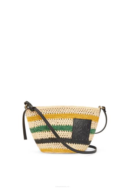Natural/Multicolor Pochette in striped raffia and calfskin Loewe 84PR25 Women