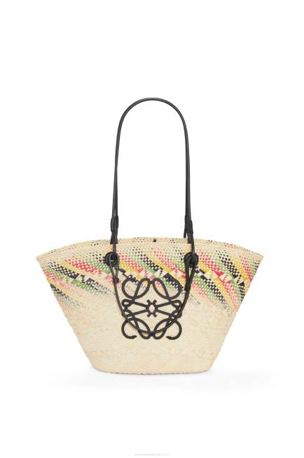 Natural/Multicolor Small rainbow Anagram basket in iraca palm and calfskin Loewe 84PR43 Women
