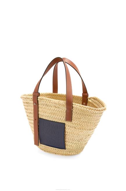 Natural/Ocean Basket bag in palm leaf and calfskin Loewe 84PR82 Women