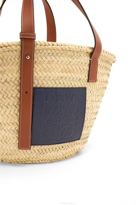 Natural/Ocean Basket bag in palm leaf and calfskin Loewe 84PR82 Women