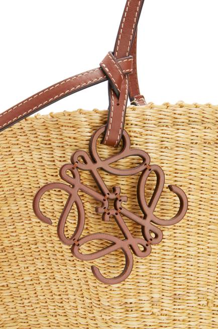 Natural/Pecan Shell Basket bag in elephant grass and calfskin Loewe 84PR63 Women