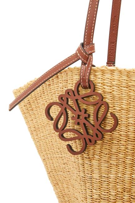 Natural/Pecan Shell Basket bag in elephant grass and calfskin Loewe 84PR63 Women