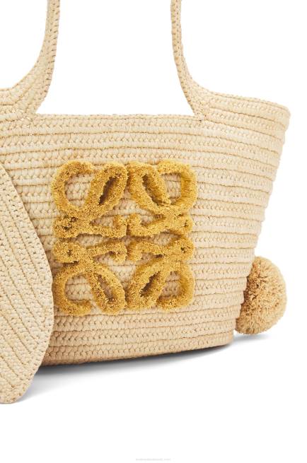 Natural Small Bunny Basket bag in raffia and calfskin Loewe 84PR78 Women