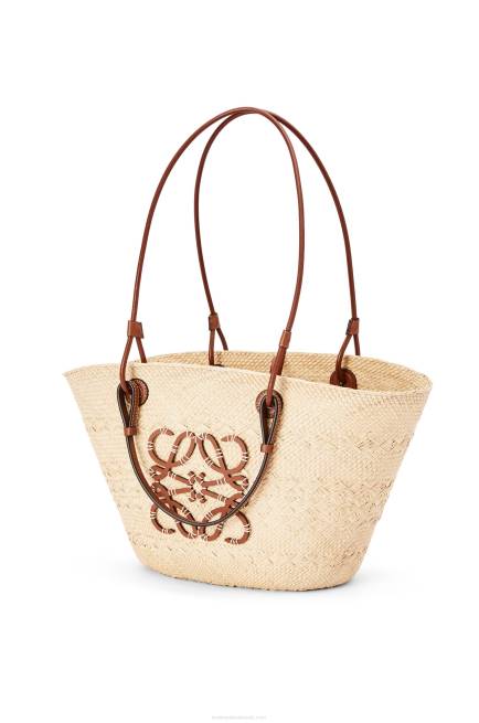 Natural/Tan Anagram Basket bag in iraca palm and calfskin Loewe 84PR18 Women