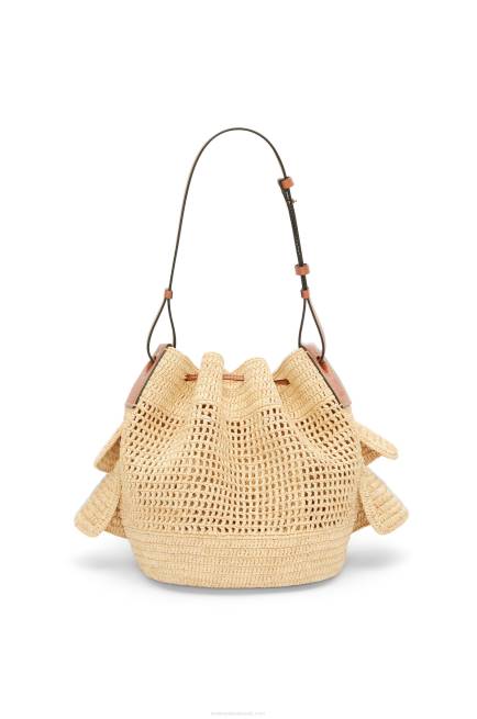 Natural/Tan Balloon Ruffles bag in raffia and calfskin Loewe 84PR39 Women