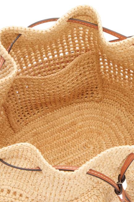 Natural/Tan Balloon Ruffles bag in raffia and calfskin Loewe 84PR39 Women
