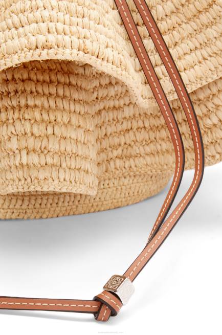 Natural/Tan Balloon Ruffles bag in raffia and calfskin Loewe 84PR39 Women