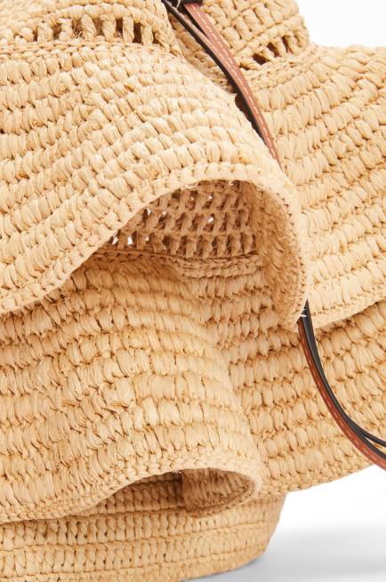 Natural/Tan Balloon Ruffles bag in raffia and calfskin Loewe 84PR39 Women