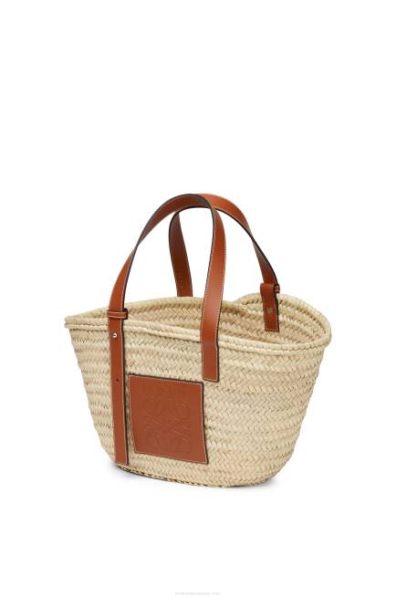 Natural/Tan Basket bag in palm leaf and calfskin Loewe 84PR21 Women