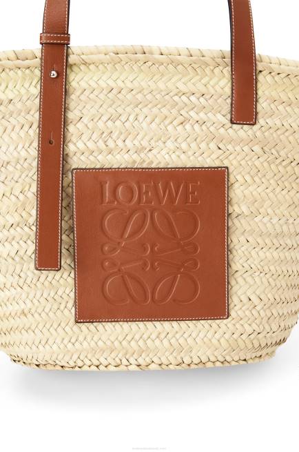 Natural/Tan Basket bag in palm leaf and calfskin Loewe 84PR21 Women