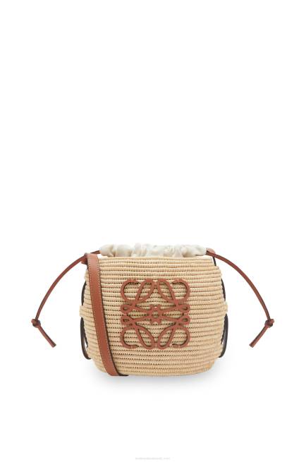 Natural/Tan Beehive Basket bag in raffia and calfskin Loewe 84PR35 Women