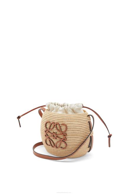 Natural/Tan Beehive Basket bag in raffia and calfskin Loewe 84PR35 Women