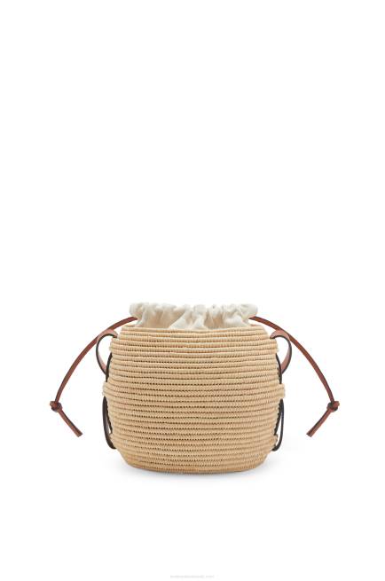 Natural/Tan Beehive Basket bag in raffia and calfskin Loewe 84PR35 Women