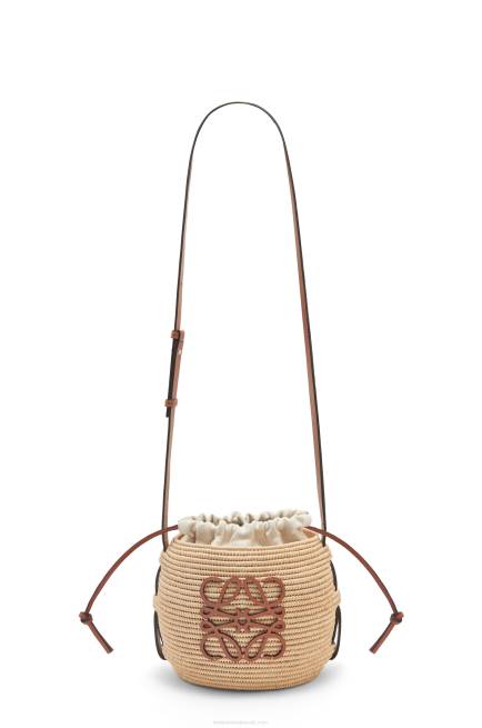 Natural/Tan Beehive Basket bag in raffia and calfskin Loewe 84PR35 Women