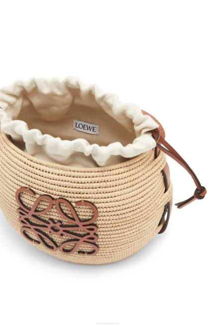 Natural/Tan Beehive Basket bag in raffia and calfskin Loewe 84PR35 Women